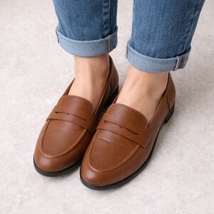 Kensie Brown Penny Loafer Flats Women’s Size 9 Classic Slip On Shoes